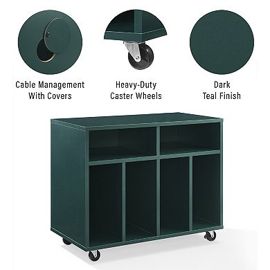 Crosley Carlo Rolling Record Player Stand With Vinyl Storage