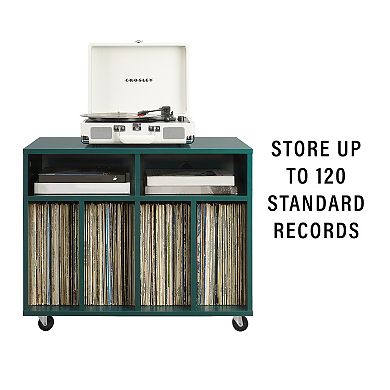 Crosley Carlo Rolling Record Player Stand With Vinyl Storage