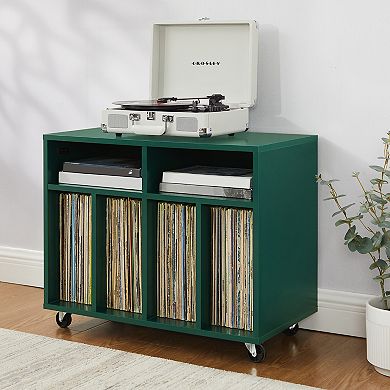 Crosley Carlo Rolling Record Player Stand With Vinyl Storage