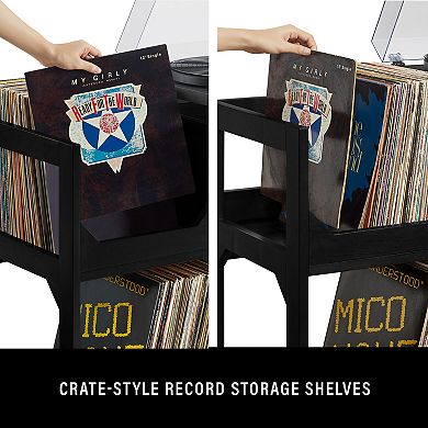Crosley Asheville Large Record Player Stand & Vinyl Storage