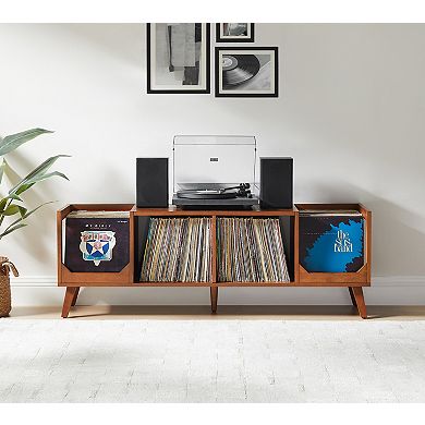 Crosley Asheville Low Record Player Stand With Vinyl Storage
