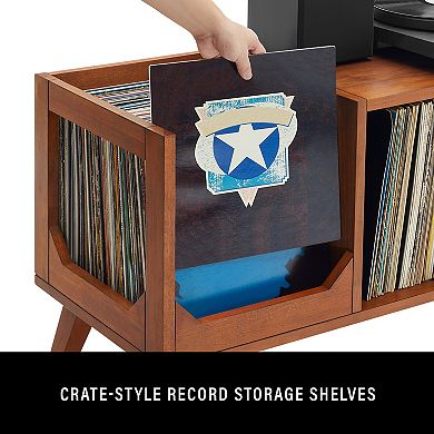 Crosley Asheville Low Record Player Stand With Vinyl Storage