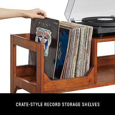 Crosley Asheville Low Record Player Stand With Vinyl Storage