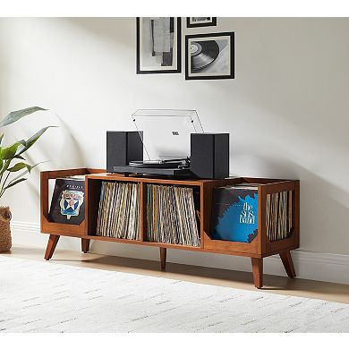 Crosley Asheville Low Record Player Stand With Vinyl Storage