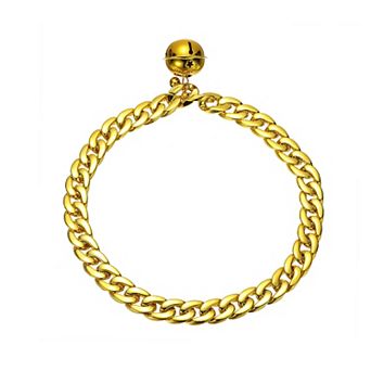 Gold Chain for Dogs Cuban Link Dog Collar with Bell 1 pc