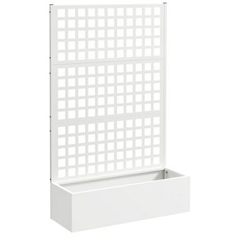 Outsunny Metal Planter Box with Trellis, Drain Holes, 43inchx16inchx70inch