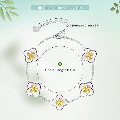 Mother of Pearl 18K Plated Women's Bracelet 6.9"+2" Adjustable