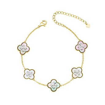 Mother of Pearl 18K Plated Women's Bracelet 6.9"+2" Adjustable
