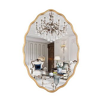 Modern Gold Oval Ripple Mirror
