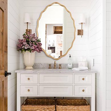 Modern Gold Oval Ripple Mirror