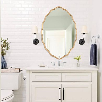 Modern Gold Oval Ripple Mirror