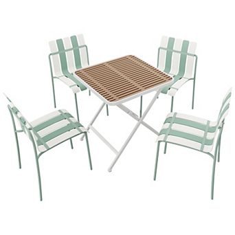 WOW PIONEER Modern Stackable Table and Chair Set for Indoor and Outdoor Use