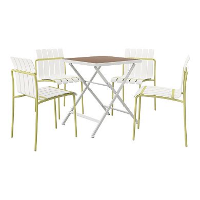 WOW PIONEER Modern Stackable Table and Chair Set for Indoor and Outdoor Use