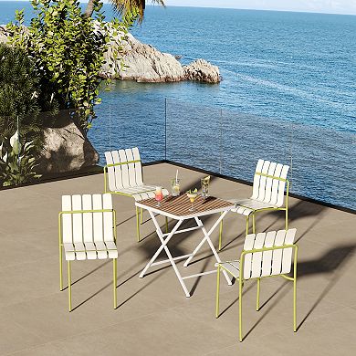 WOW PIONEER Modern Stackable Table and Chair Set for Indoor and Outdoor Use