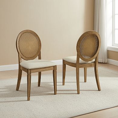 Crosley KATIA Upholstered Cane-Back Dining Chair Set of 2