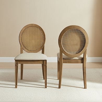 Crosley KATIA Upholstered Cane-Back Dining Chair Set of 2