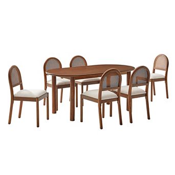 Crosley Kennedy 7 pc Dining Table and Upholstered Chairs Set