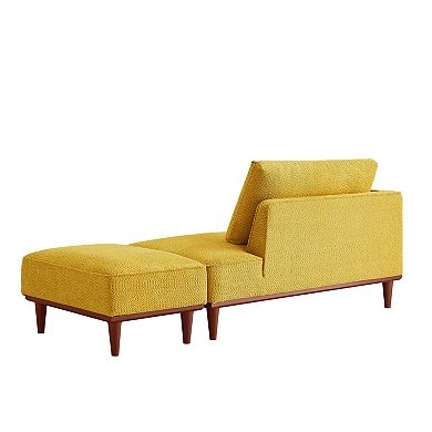 72.76" Upholstered Chaise Lounge and Stool