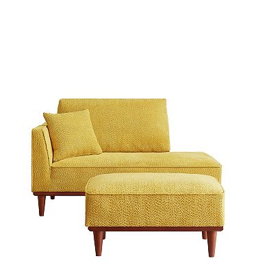 72.76" Upholstered Chaise Lounge and Stool