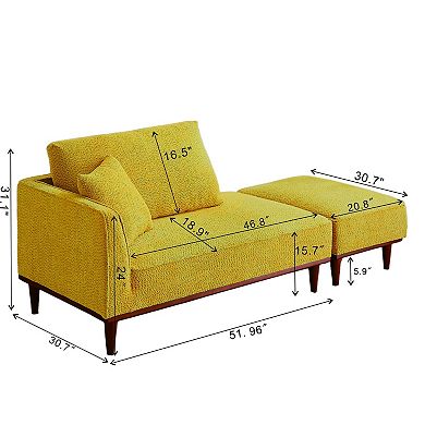 72.76" Upholstered Chaise Lounge and Stool