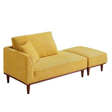 72.76" Upholstered Chaise Lounge and Stool