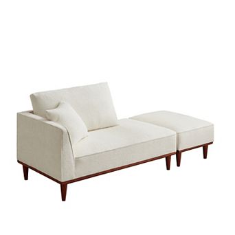 72.76" Upholstered Chaise Lounge and Stool