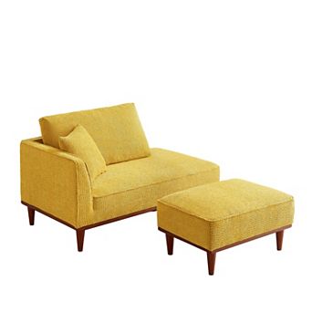 72.76" Upholstered Chaise Lounge and Stool