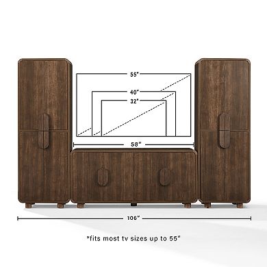 Crosley MILLIE 3-Piece Entertainment Center with Storage