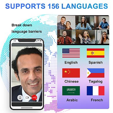 AI Translator Earbuds, 156 Languages Real Time Bluetooth headphone for Travel Business