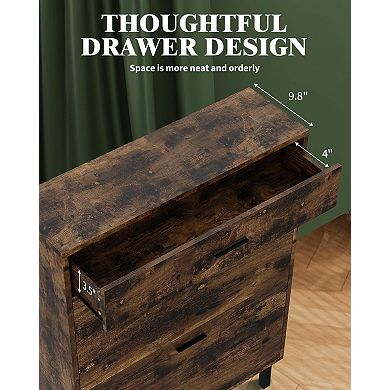 Slim Shoe Cabinet with Dual Flip Drawers Space-Saving Hidden Shoe Storage for Entryway