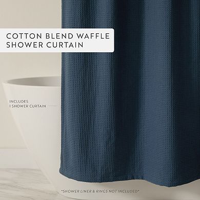 Cotton Blend Waffle Texture Shower Curtain