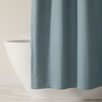 Cotton Blend Waffle Texture Shower Curtain