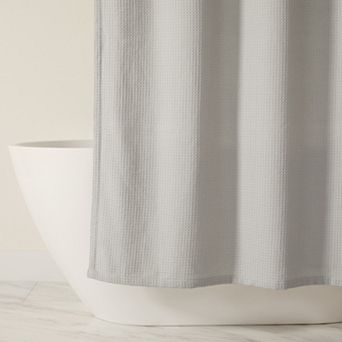 Cotton Blend Waffle Texture Shower Curtain