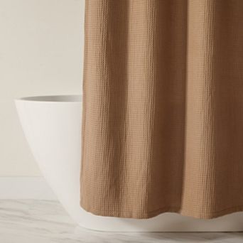 Cotton Blend Waffle Texture Shower Curtain