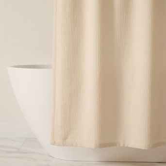 Cotton Blend Waffle Texture Shower Curtain
