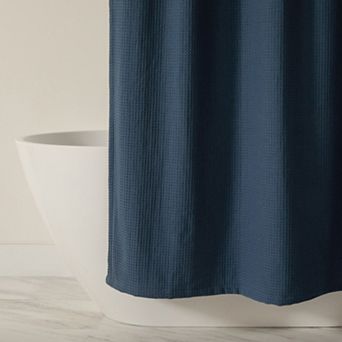 Cotton Blend Waffle Texture Shower Curtain