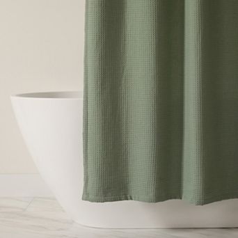 Cotton Blend Waffle Texture Shower Curtain