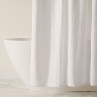 Cotton Blend Waffle Texture Shower Curtain