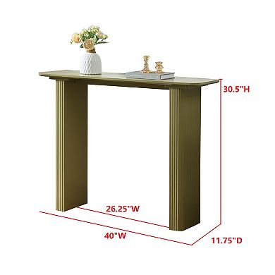 Kings Brand Furniture Modern Fluted Wood Console Table, Narrow Sofa Table for Behind Couch