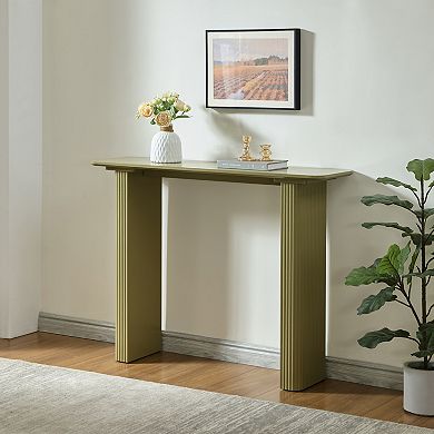 Kings Brand Furniture Modern Fluted Wood Console Table, Narrow Sofa Table for Behind Couch