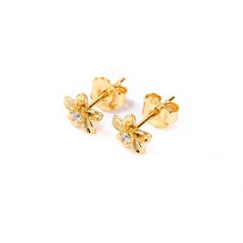 Belinda Jewelz 18k Gold Plated Vermeil Gemstone Flower Stud Earrings