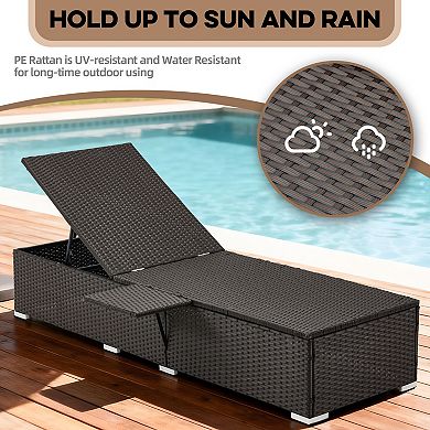 2-Pack Outdoor Chaise Lounge with Adjustable Backrest and 3 in. Thick Cushion for Outdoor