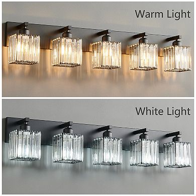 Modern Crystal Vanity Light, Sleek Metal Wall Sconce for Bathroom, Bedroom Vanity Mirror
