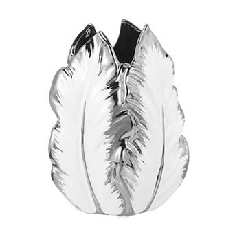 6.3 Inch Height Banana Leaf Ceramic Vase, Electroplated Modern Vase for Home Decor