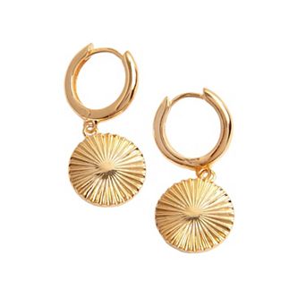 Belinda Jewelz 18k Gold Plated Vermeil Drop Disc Huggie Hoop Earrings