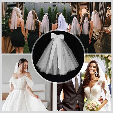 19.69" Double Layer Tulle Hair Clip Wedding Veil 1 Pc