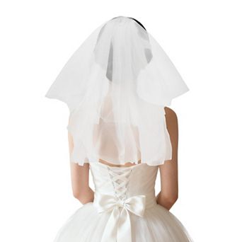 19.69" Double Layer Tulle Hair Clip Wedding Veil 1 pc