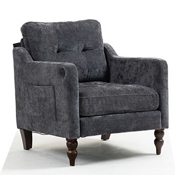 Lufeiya Accent Arm Chair with USB Charging Port and Side Storage Pocket, Ergonomic Wide Backrest