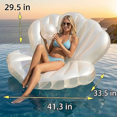 Summer Swimming Pool Inflatable Seashell Pool Float Lounge Chair Pearl Beach Pool Float Seat