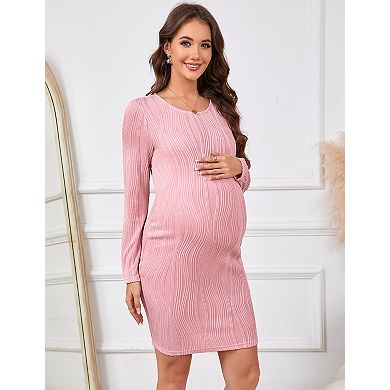 Women's Maternity Dress Knit Casual Loose Pullover Midi Dresses
